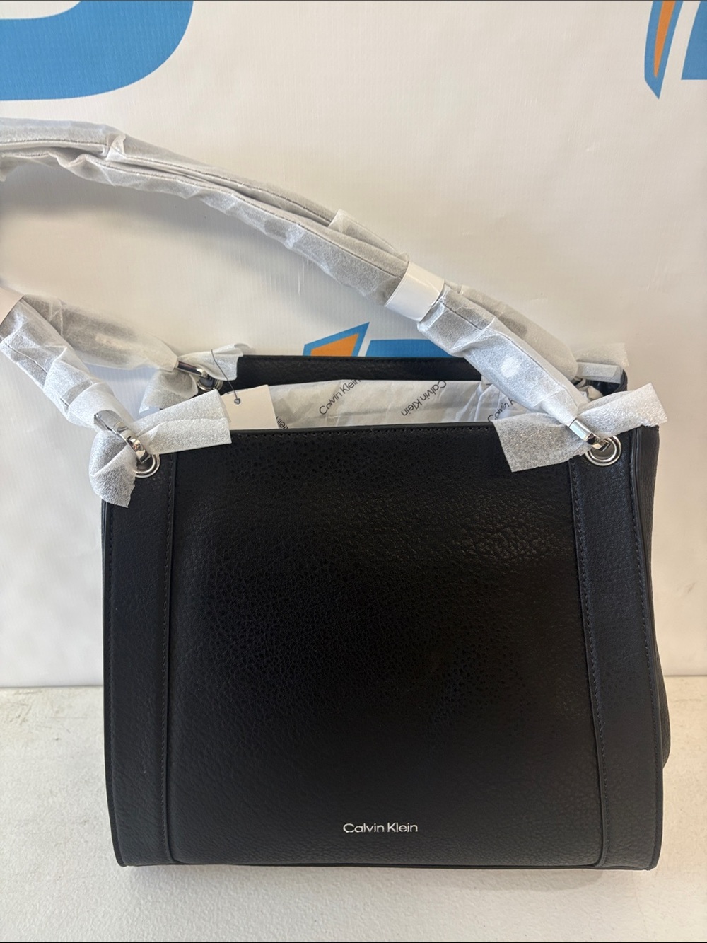 Calvin Klein Black Pebbled Leather Shoulder Tote - Picture 3 of 4
